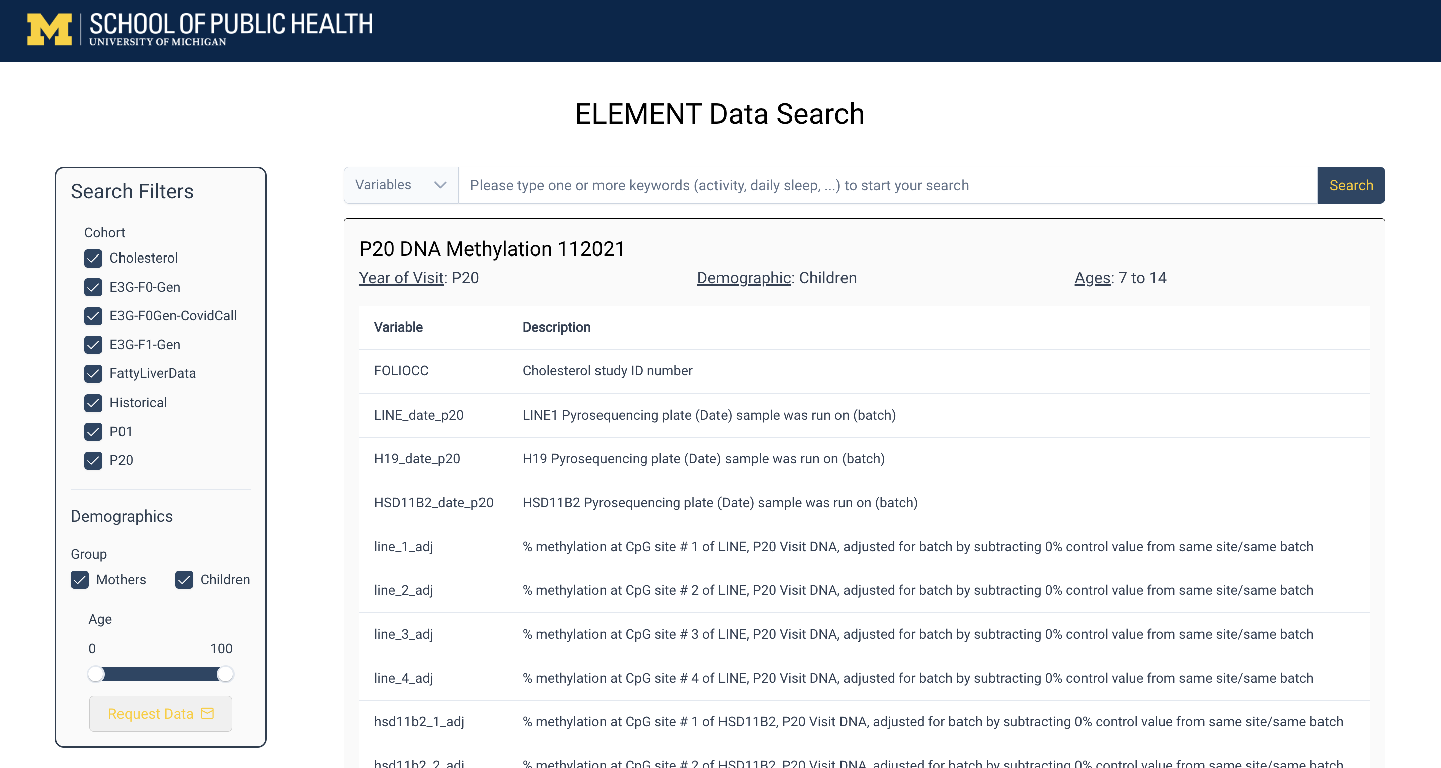ELEMENT Data Search